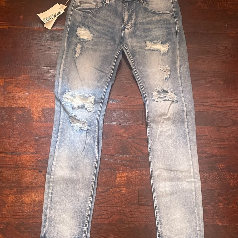 Distressed Gray Men Jeans